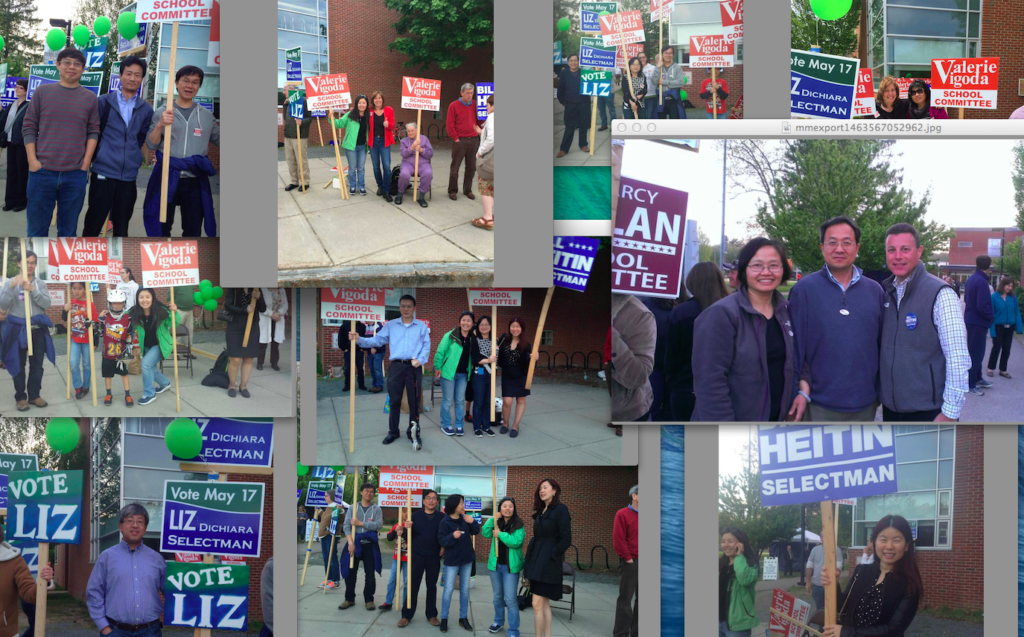 You can find passionate supporters for almost all candidates especially those for the selectmen and the school committee (some illustrated here by the signs). "Our success is participation" is the overwhelming sentiment within the group that expressed boundless interest in future town affairs of all levels and occasions. 